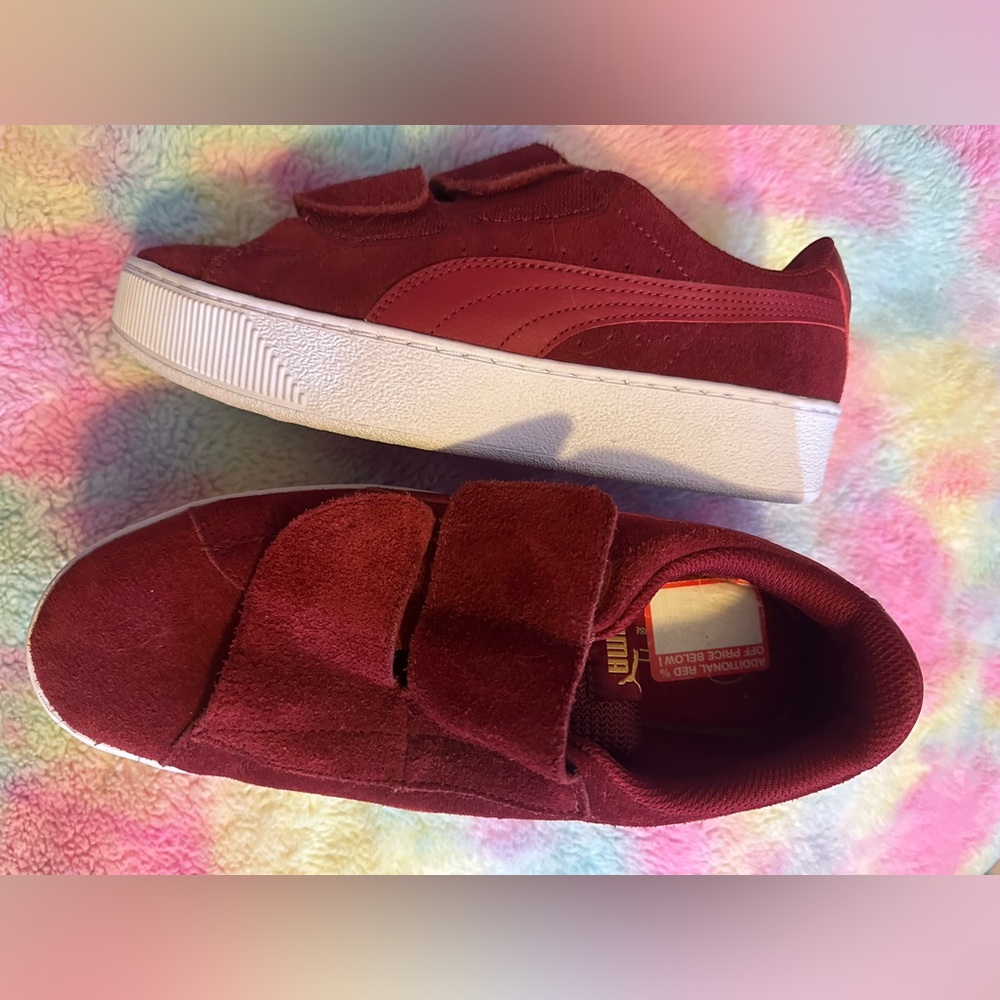 Red Velcro Puma Platform Sneakers 8.5